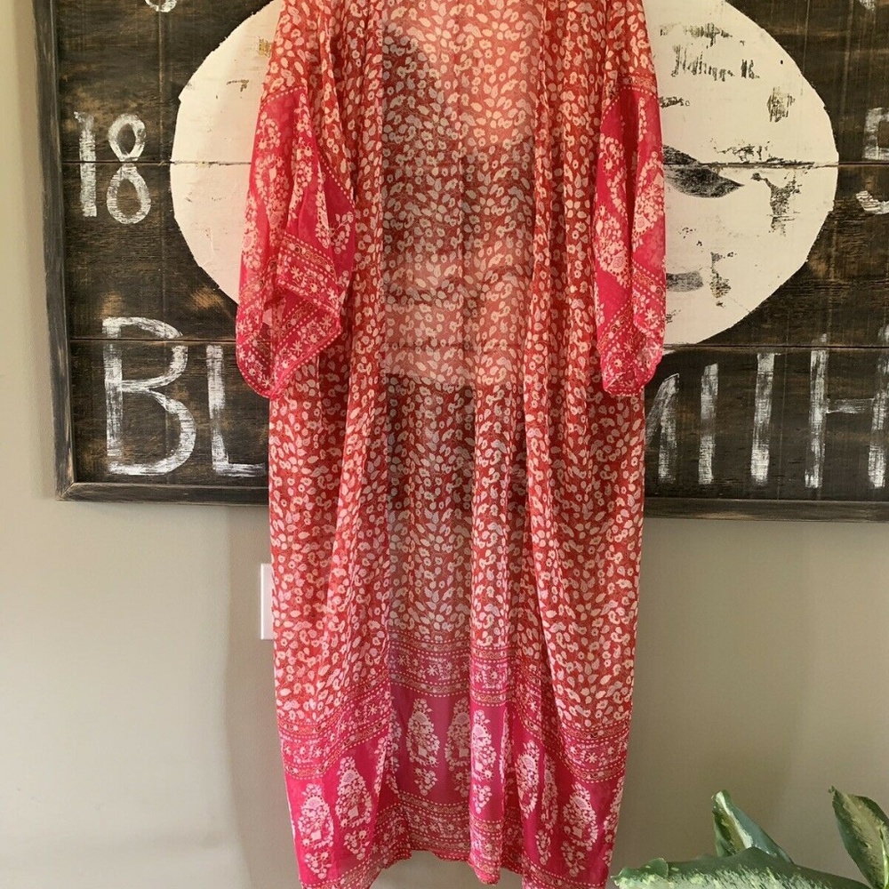Boutique Chiffon Floral Kimono Duster Maxi Jacket - Picture 7 of 8